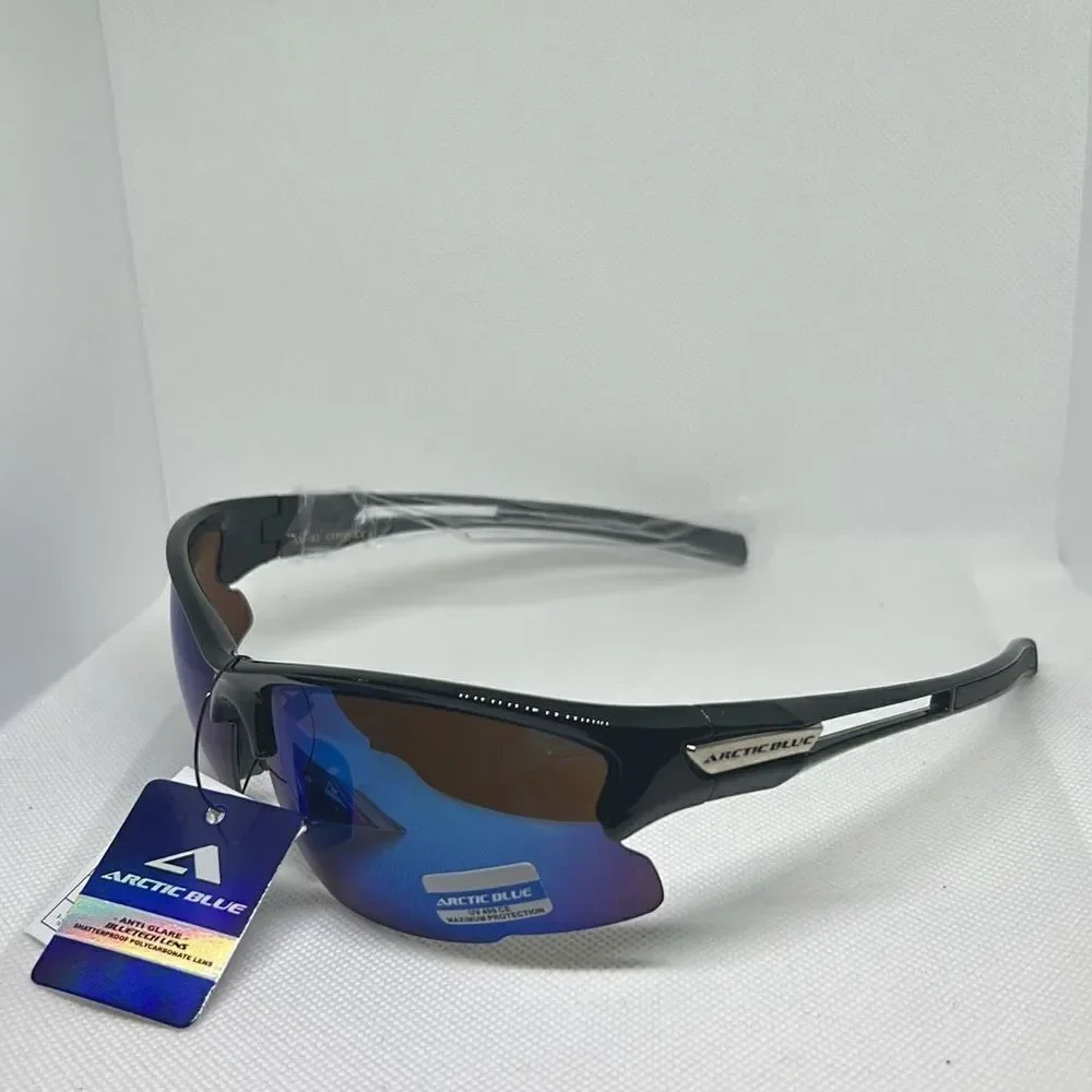 Arctic Blue Mirrored Semi Rimless Sunglasses